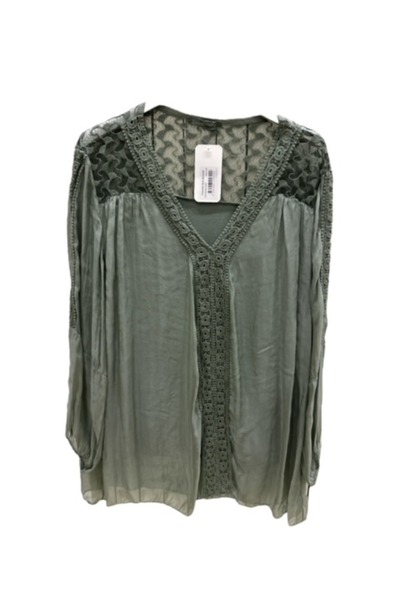 PHUTİ COLLECTION İTALYAN DANTEL DETAYLI İPEK BLUZ