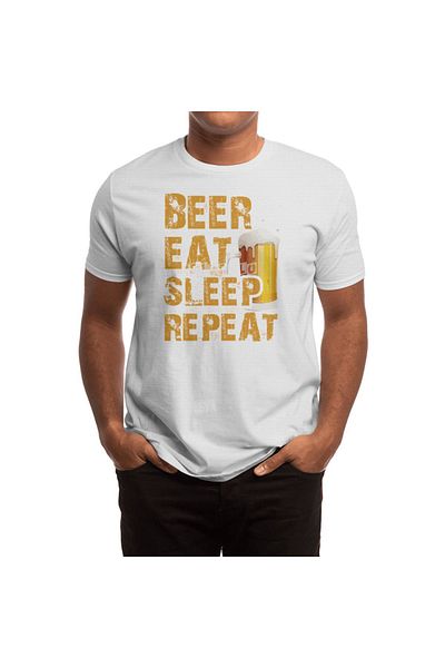 Fizello Beer Eat Sleep Repeat - Tricou alb pentru bărbați și femei