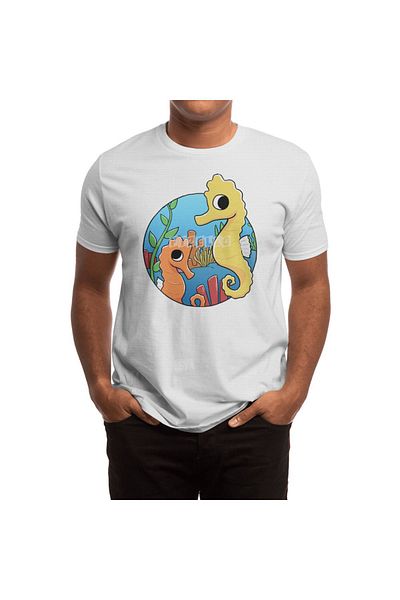 Fizello Ανδρικό και γυναικείο μπλουζάκι Seahorses White Unisex