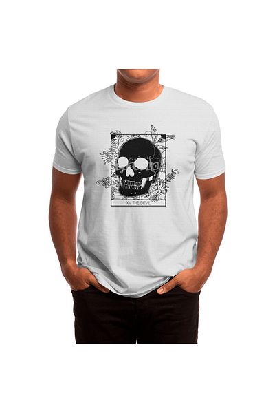 Fizello Λευκό μπλουζάκι Tarot Death Wicca Skull Witch Magicka με μοτίβο Unisex