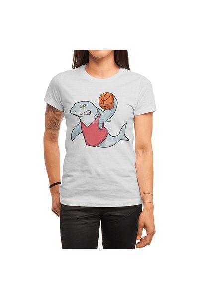 Fizello Tricou alb pentru bărbați și femei - Shark At Sports cu design unisex de baschet