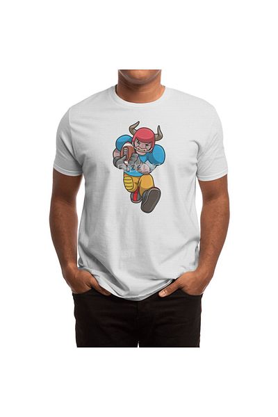 Fizello Men's and Women's White T-Shirt - Bull at Sports, Football and Helmet Detail