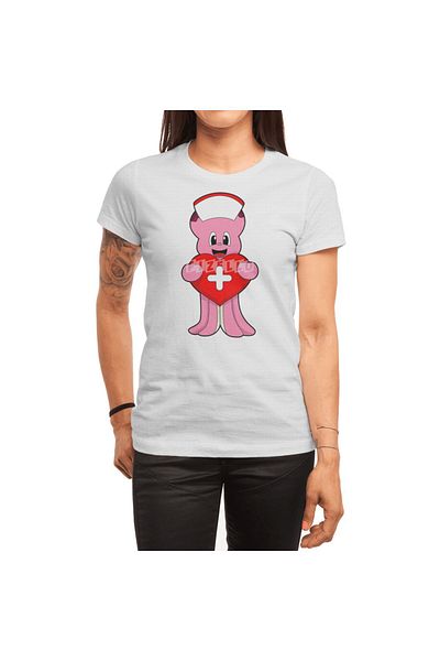 Fizello Λευκό μπλουζάκι Octopus Nurse Heart Pattern για άνδρες και γυναίκες