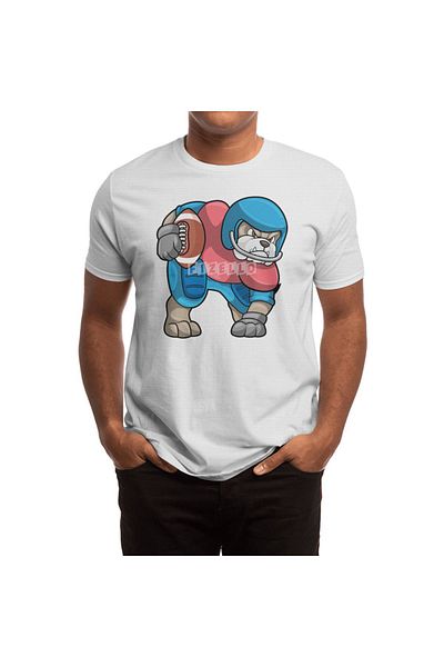 Fizello Men's and Women's White Bulldog T-Shirt - Sports, Football and Helmet Detail