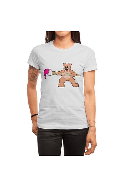 Fizello Tricou pentru bărbați și femei - Tricou alb unisex cu pensulă pentru pictură și detalii de vopsea