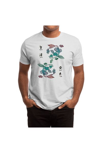 Fizello Λευκό μπλουζάκι Unisex - Ιαπωνικό μοτίβο ψαριού Koi, μπλουζάκι για άνδρες και γυναίκες
