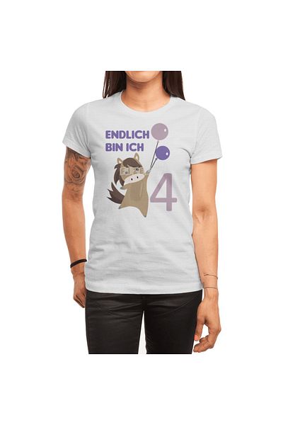 Fizello Produs pentru 4 ani de naștere Horse - Tricou alb în 4 ani, pentru bărbați și femei, unisex