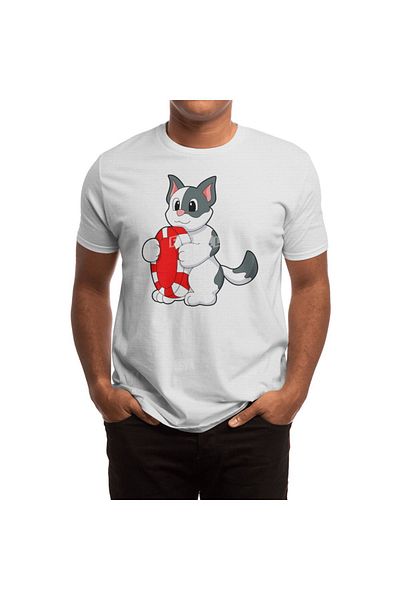 Fizello Tricou alb pentru bărbați și femei - Cat With Poker Chip Design