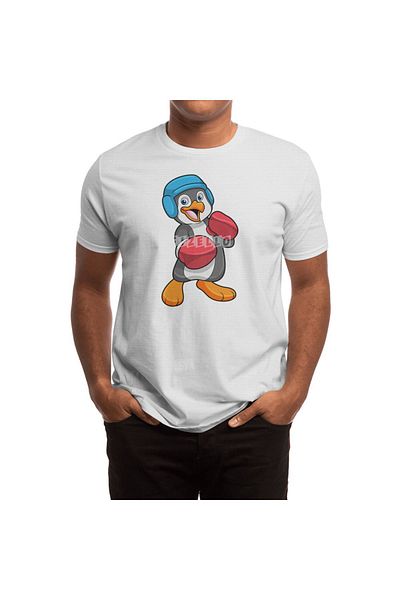Fizello Μπλουζάκι Penguin για άνδρες και γυναίκες - Boxing Gantelli και Caskelet, Unisex Λευκό T-shirt