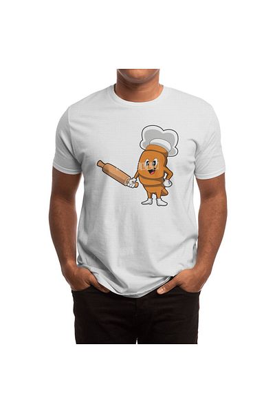 Fizello Λευκό μπλουζάκι για άνδρες και γυναίκες - Bread As Cook With Rolling Pin Design