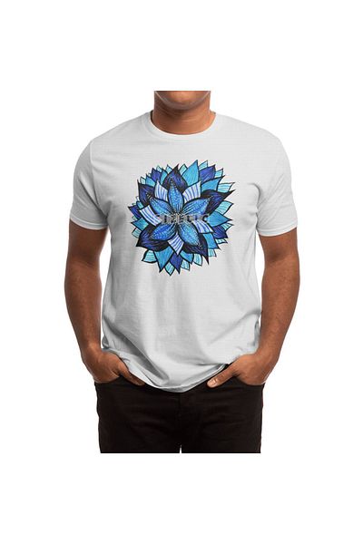 Fizello Ανδρικό και γυναικείο λευκό μπλουζάκι Mandala Flower Zentangle Unisex