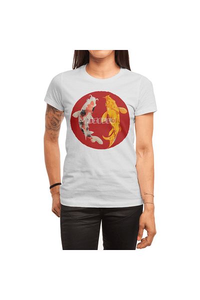Fizello Yin Yang Carp Balance - Tricou alb unisex cu model Taijitu Nishikigoi Japonces Koi Fish