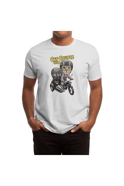 Fizello Tricou alb unisex Cat Couple Club