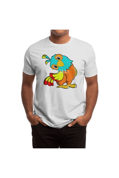 Fizello Tricou pro muže a ženy - Parrot Orange Beak Design, Unisex White T-shirt
