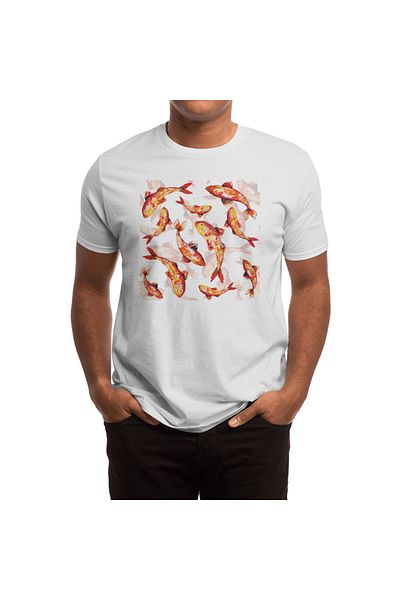 Fizello Tricou alb cu model Koi Fish pentru bărbați și femei - Tricou albastru unisex