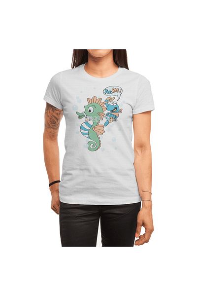 Fizello Λευκό μπλουζάκι Unisex - Funny Seahorse Pattern, Παιδικό δώρο γενεθλίων