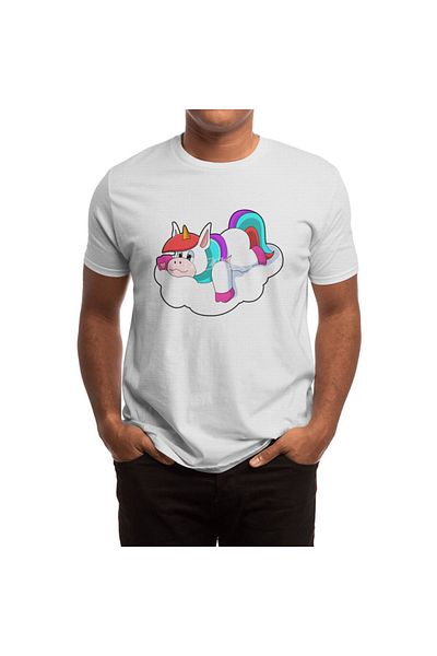 Fizello Unicorn On Clouds Unisex Λευκό T-shirt - Ανδρικό και γυναικείο μπλουζάκι