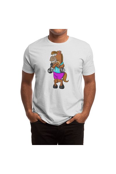 Fizello Tricou pentru bărbați și femei - Cal Laughing With Dumbbells Tricou alb unisex