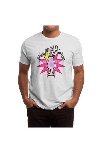 Fizello Dinker Designated - Pink Cocktail Pickleball Pineapple Unisex Λευκό γυναικείο μπλουζάκι