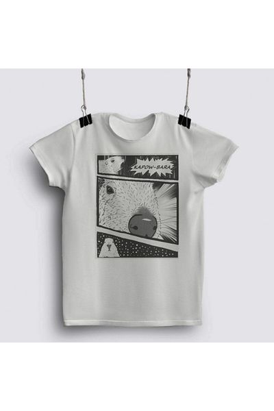 Fizello Λευκό μπλουζάκι Unisex με σχέδιο Capybara Anime