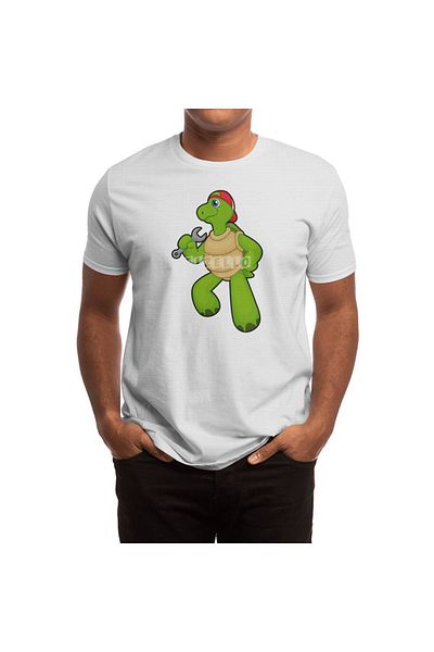 Fizello Tricou alb pentru bărbați și femei - Turtle As Mechanic With Wrench & Cap Design unisex