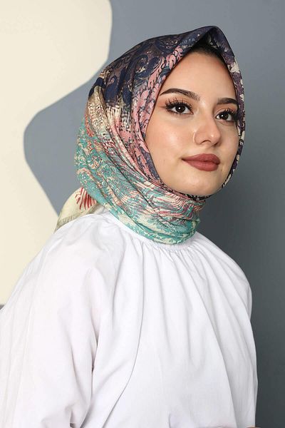 AFVENTE Turkish Motifs Pattern Light Gray Cotton Scarf
