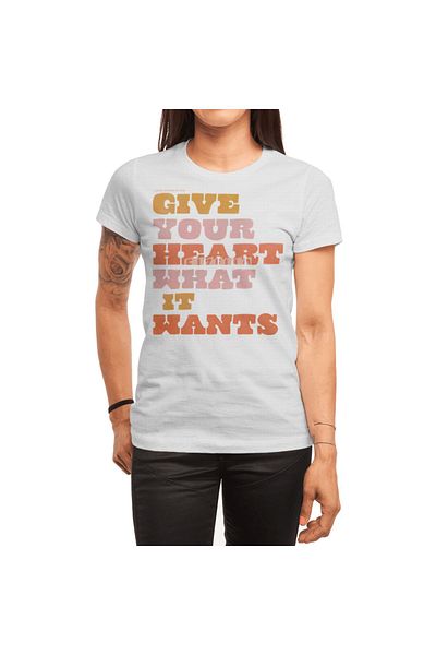 Fizello Tricou alb unisex pentru bărbați și femei - „Give Your Heart What It Wants”