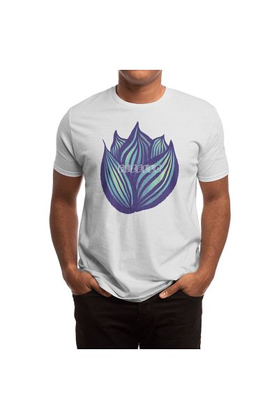 Fizello Λευκό μπλουζάκι Unisex - Abstract Flower Decorative Art, Μωβ και Μπλε