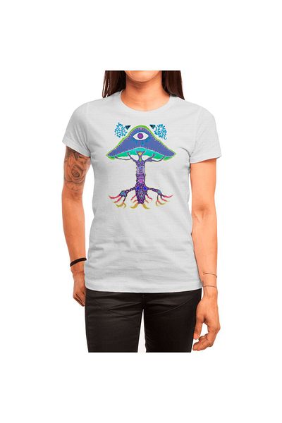Fizello Unisex Λευκό T-shirt για άνδρες και γυναίκες - Σχέδιο μωβ Mushroom Medicine