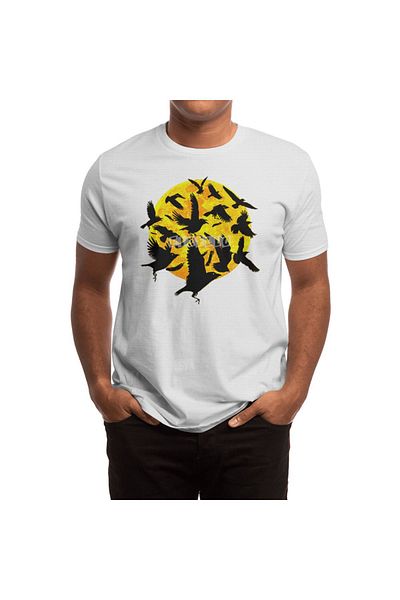 Fizello Tricou negru pentru bărbați și femei - Tricou alb unisex Black Birds Flock In The Dead Of Night