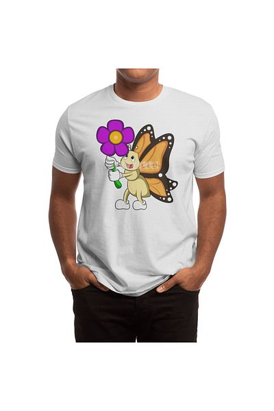 Fizello Ανδρικό και γυναικείο Unisex Λευκό T-shirt - Butterfly With Flower