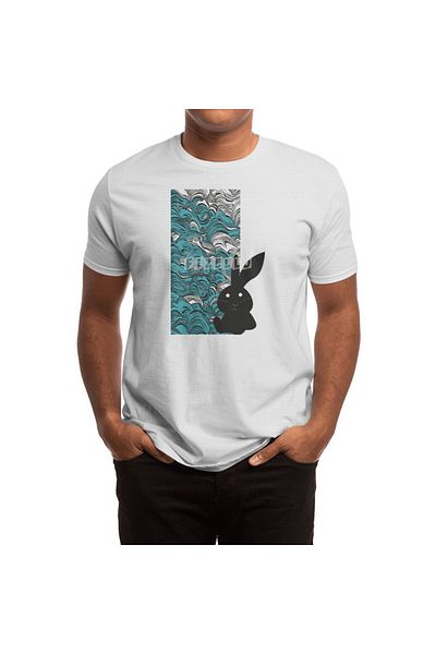 Fizello Μπλουζάκι ανδρικό και γυναικείο - Unisex λευκό, διάνυσμα μπλουζάκι "In The Rabbit's Waves"