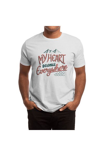 Fizello Λευκό μπλουζάκι Unisex "My Heart Belongs Everywhere" για άνδρες και γυναίκες