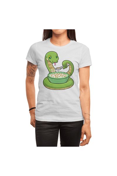 Fizello Ανδρικό και γυναικείο μπλουζάκι Muesli Snake Print - Unisex Λευκό T-shirt