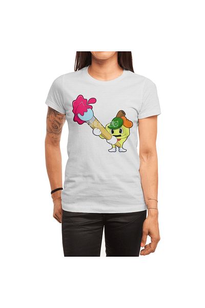 Fizello Tricou alb pentru bărbați și femei - Apple As Painter cu pensulă Design unisex