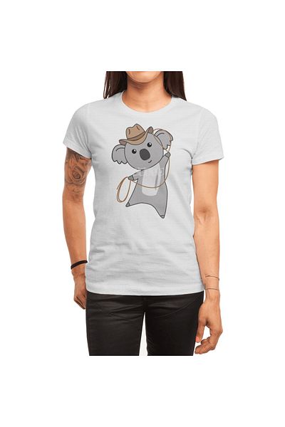 Fizello Μπλουζάκι για άνδρες και γυναίκες - Cowboy Koala, Western Australia Print, Unisex Λευκό T-shirt
