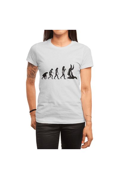 Fizello Λογότυπο Jiu Jitsu Humour - Evolution Of Man Print Λευκό μπλουζάκι για άνδρες και γυναίκες