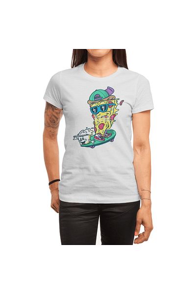 Fizello Tricou alb unisex pentru bărbați și femei cu design Pizza and Ranch