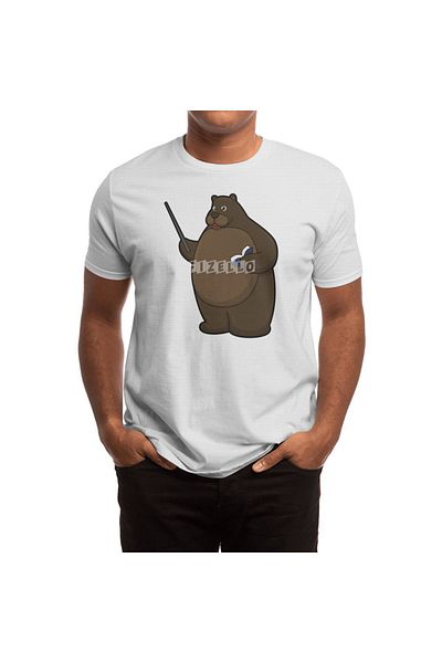 Fizello Λευκό μπλουζάκι Unisex - Bear As Teacher With Book & Pointer T-shirt για άνδρες και γυναίκες
