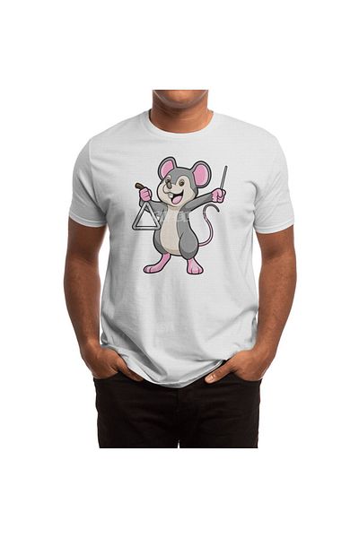 Fizello Λευκό μπλουζάκι Unisex - Rat At Music με σχέδιο Triangle