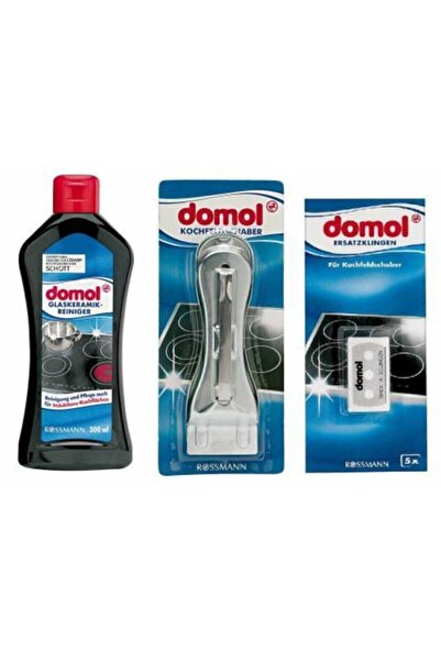 DOMOL Ocak Kazıma Spatulası ve Losyonu  5'li Yedek Bıçak Set