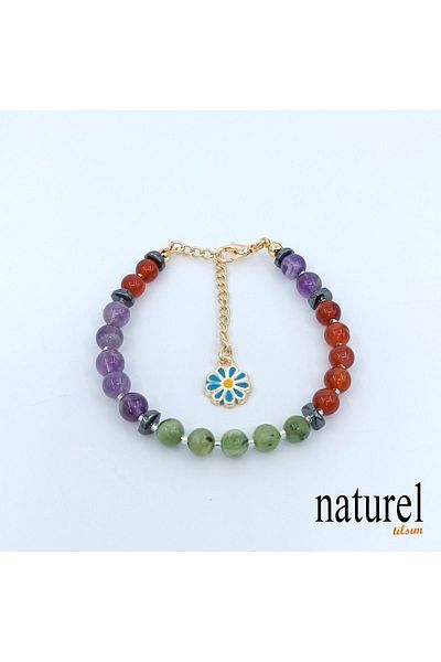 Naturel Tılsım قلادة من الأحجار الكريمة الطبيعية من حجر الجمشت العقيق كندا اليشم
