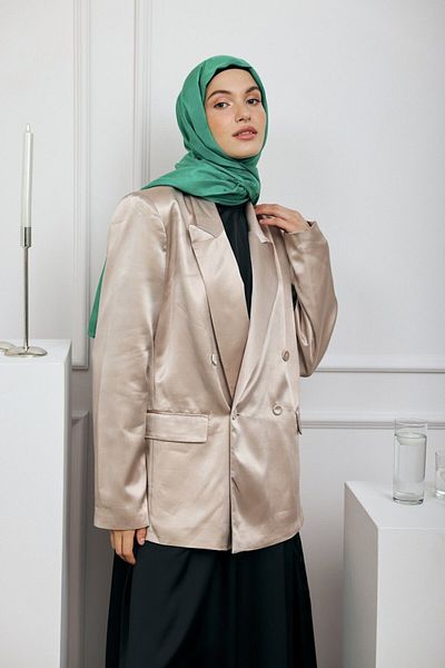 Modakaşmir Plain Monogram Series Shawl Benetton Green