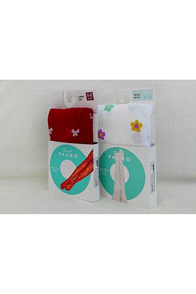 Penti Set of 2 Patterned Banana Pantyhose for Girls