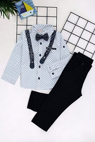 Ege Bebek Papion pentru băieți Cămașă de in Pantaloni agățați Partea de jos d...