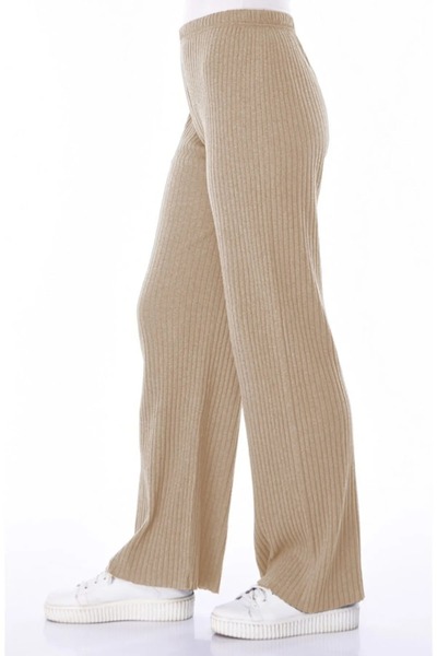 Melff 3-Piece Beige-Smoked Women's Trousers and Sweatpants Set - Comfortable Casual Home Wear Pajamas