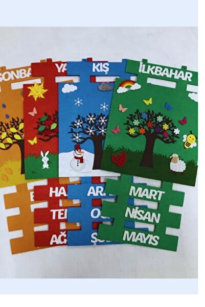 Aydede Oyunevi Mevsimler Panosu Keçeden Hazır Mevsim Şeridi Panosu Okulöncesi Ilkokul