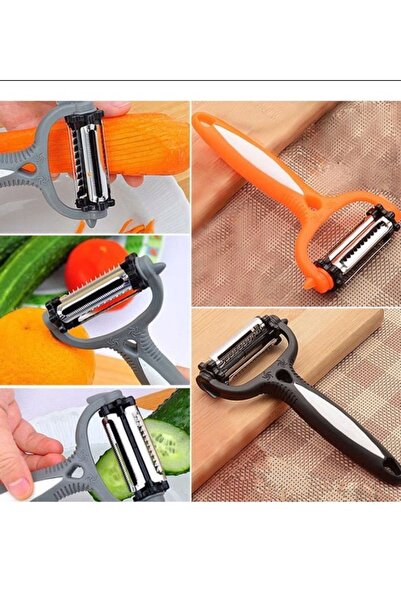 Hane216 3 Başlıklı Sebze Meyve Soyacağı Jülyen Soyacak Patates Havuç Soyucu Rende