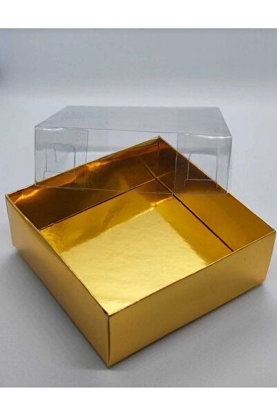 BOXSTATION 8x8x3 Asetat Kapaklı Gold Kutu 50 Adet