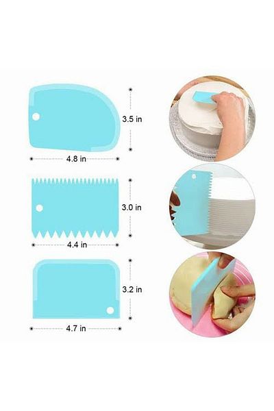 Hane216 Set of 3 Dough Cutting and Scraping Apparatus Dough Pastry Pastry Cake Donut Shaper Cutter Scraper Set